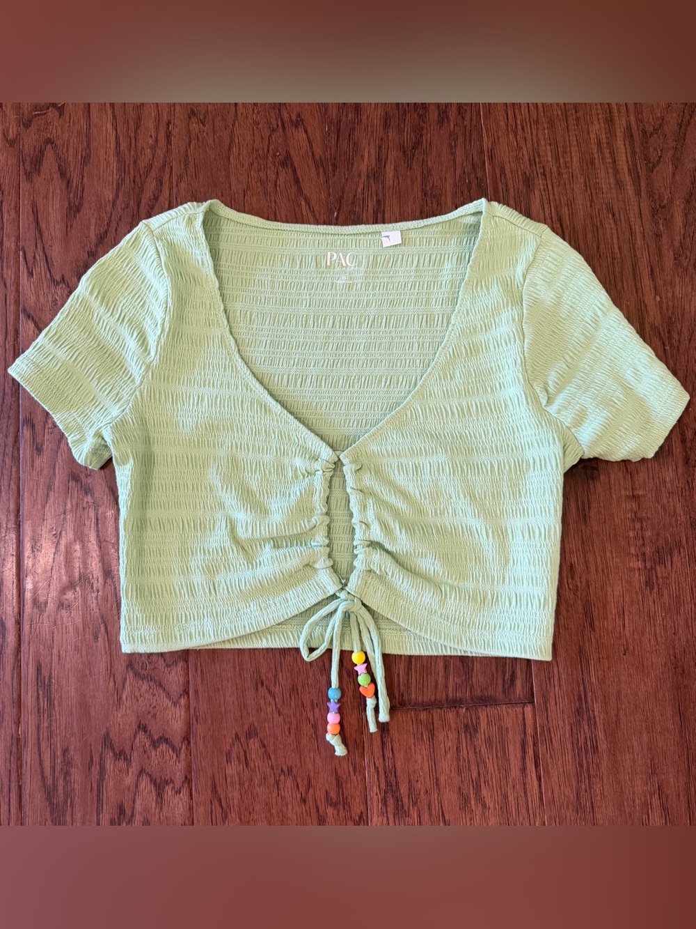 PacSun Sage Green Ruched Tie-Front Crop Top